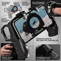Close up breakdown of the Paragon Gadgets pro grip FPS controller highlighting the dual mechanical tactile triggers adjustable ergonomic frame and integrated hex key adjustment tool
